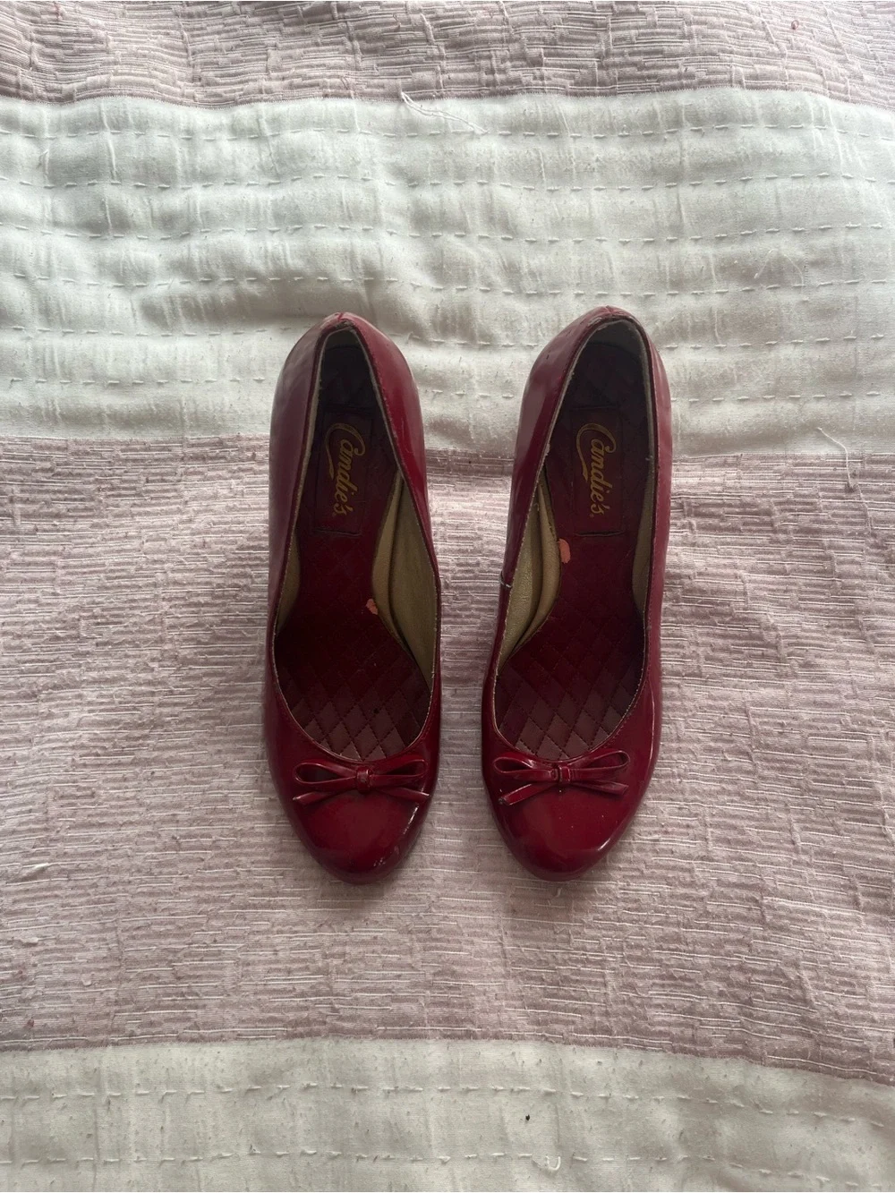 Y2K 2000s style Burgundy Red Kitten Heel Pumps Candies Size 6